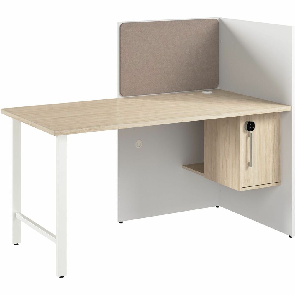 BSHHUCB260WHNE - Hustle 60" Cubicle Desk for Office with Locking Storage Cabinet instantly turns any space into a private and productive work area. The 1" thick desktop with a 200 lb. capacity accommodates multiple monitors and other equipment. Durable melamine worksurface protects against scratches, stains and other cosmetic damage to preserve the computer desk's appearance throughout years of regular use. Underdesk storage cabinet with customizable keypad lock securely stores valuables and personal items. Built-in cabinet's interior has one adjustable shelf to hold various shapes and sizes. Desktop power grommet with AC outlet, USB-A and USB-C port makes charging and connecting electronic devices easy while wire-management passthroughs keep your work area free from cords and cables. Set up the included tackboard on either the back or side panels to display memos, reminders, pictures and office decor. This modern cubicle desk meets or exceeds ANSI/BIFMA quality standards for safety and performance.