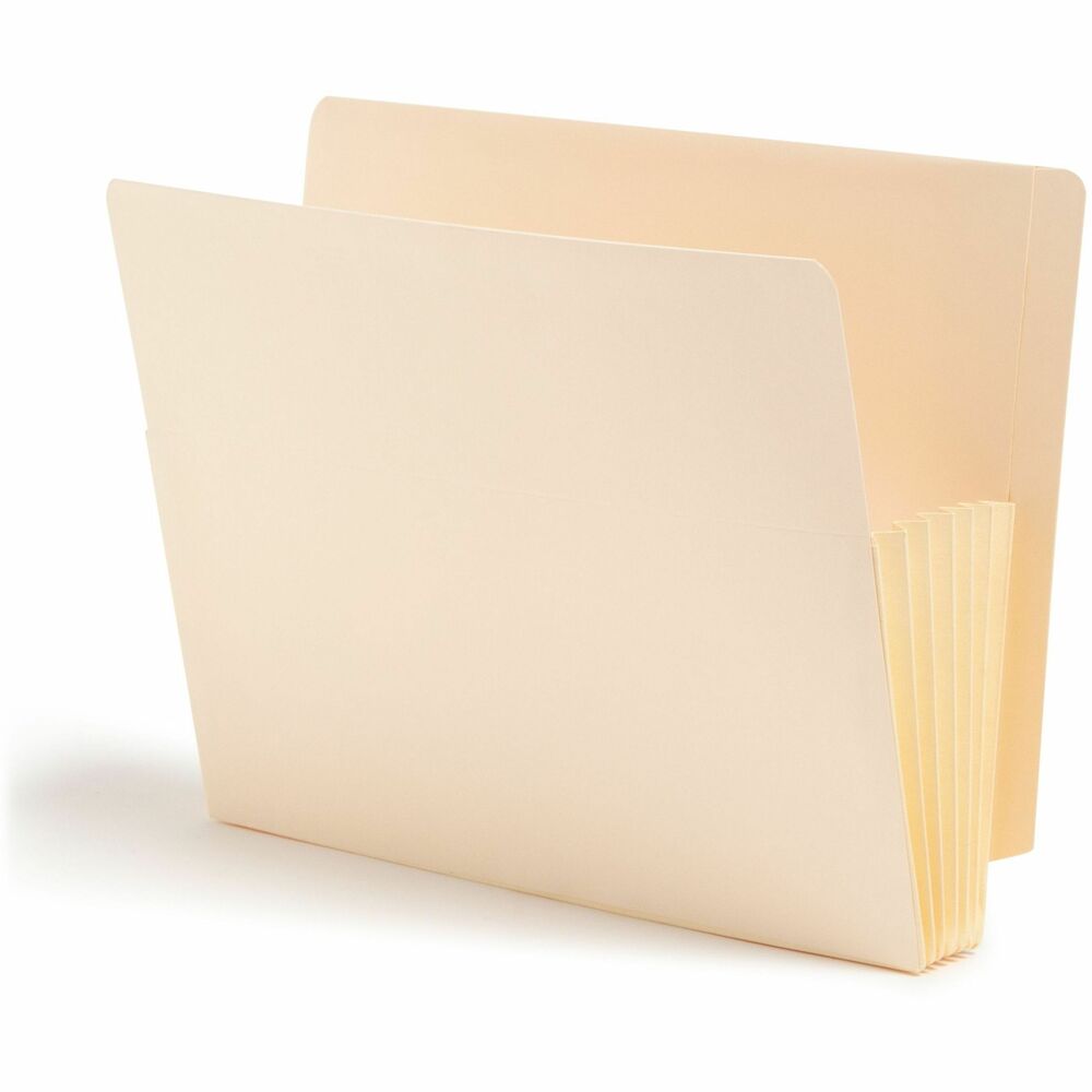 SMD75174 - End-tab file pockets made of manila stock are an economical choice for filing depositions, lengthy government reports or other paper-intensive records. Each letter-size expands 5-1/4" and offers a straight-cut, double-ply tab. Durable construction accommodates bulky records. Gussets reinforced with tear-resistant material at the top add strength to the point of greatest wear.
