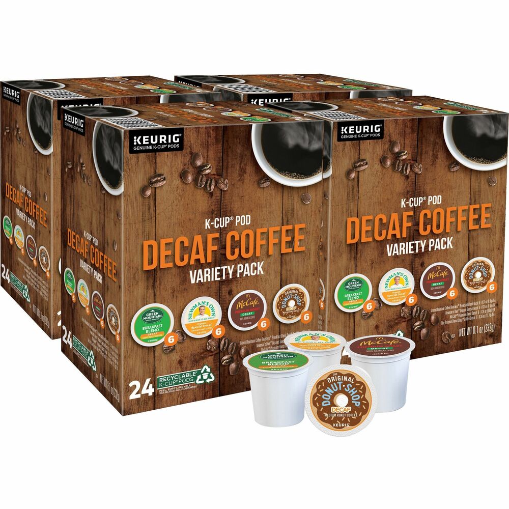 GMT9977CT - This K-Cup pod variety box includes a selection of decaf varieties that are perfect for morning, afternoon or evening - whenever you want to enjoy an immensely flavorful coffee experience without all the caffeine. McCafe Decaf Premium Roast is a medium roast with a rich aroma, smooth body and a clean finish and is made from 100 percent Arabica coffee. The Original Donut Shop Decaf is a medium roast that is fresh, bold and flavorful. Newman's Own Organic Special Decaf is a medium roast made from 100 percent Arabica coffee and delivers a robust, satisfying cup. Green Mountain Roasters Breakfast Blend Decaf is a light roast with a bright, crisp and clean flavor. Decaffeinated coffee comes in airtight, recyclable K-Cups for single-cup brewing systems. K-Cups are easy to use. Simply shake and insert into your Keurig coffee brewer for a delicious cup of coffee.