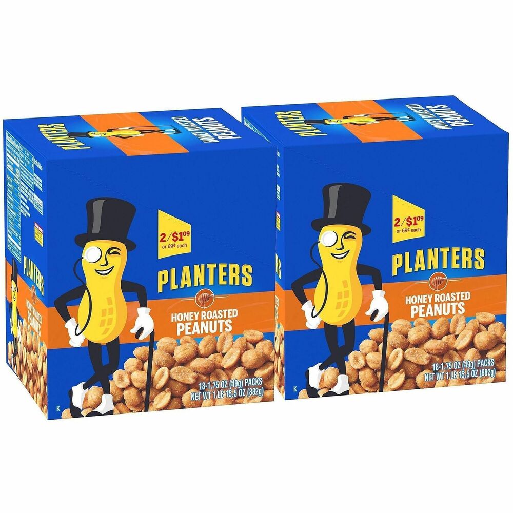 GRR60004059 - Coated with honey and seasoned with salt, Honey Roasted Peanuts answer the call of snack time with an irresistible crunch. Roasted nuts offer a flavorful, healthier alternative to potato chips and candy bars. Kosher, cholesterol-free treat curbs hunger with protein and unsaturated fats for a guilt-free snack. Individual, 1.75 oz snack packs work perfectly for on-the-go snacking. Keep some in your bag, office desk drawer or your car for convenience.   