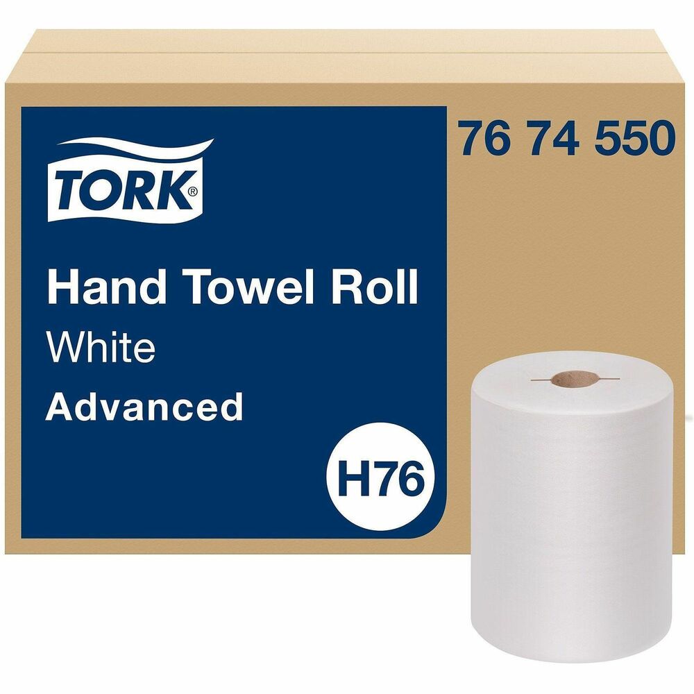 TRK7674550 - Advanced H76 Hand Towel Rolls for manual mini dispensers deliver high performance and a soft feel. High absorbency means fewer towels needed per hand dry, reducing waste and maintenance time. Textured paper towel is made from FSC-certified, fresh wood-based fiber. Roll diameter is 5.85". Inner core is 1.92". Use in Tork Mini Mechanical Hand Towel Dispensers.