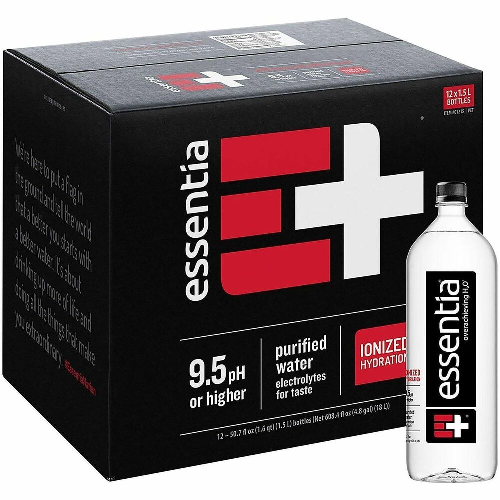 GRR22002029 - Supercharged Ionized Alkaline Water offers essential hydration with perfect pH so that nothing holds you back. Essentia's three-step ionization process produces more pure water with ideal pH levels and clean, smooth taste. Microfiltration and reverse osmosis remove impurities for clean, 99.9 percent pure water. Trace amounts of infused electrolytes improve taste and complement your body's natural mix. Removing bitter-tasting, acidic ions creates high-alkaline water with pH levels of 9.5 or higher. Premium water comes packaged in BPA-free bottles.