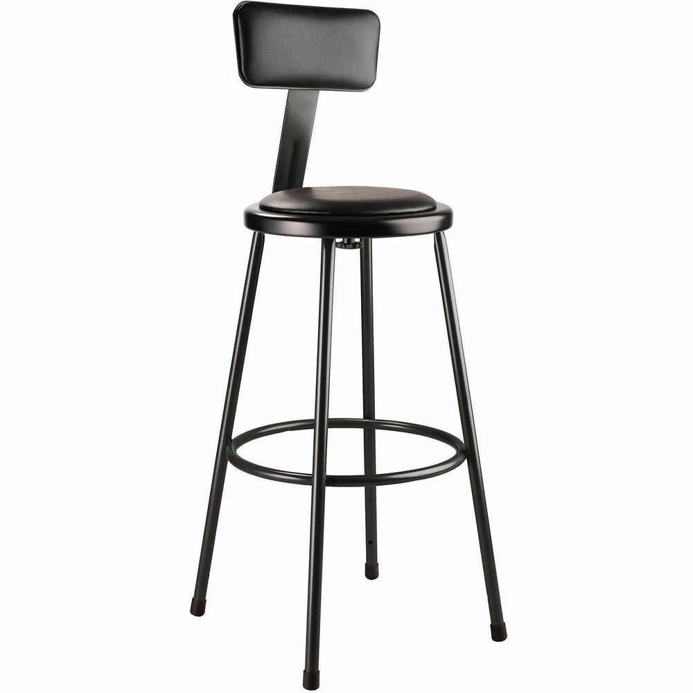 NPS6430B10 - The fortified construction and soft comfort of the 6400 Series Heavy-Duty Padded Stools with backrests are ideal for hands-on educational settings like art rooms, science labs, home economics or shop classrooms. This reliable stool features a sturdy frame of 18-gauge steel tubing securely welded to a 14"-diameter seat pan. Riveted through the steel pan is 0.5"-thick black vinyl cushioning that provides years of dependable use. The footrest ring is securely bonded to each leg with four spotwell contact points. The padded adjustable backrests can be moved 2" up/down and forward/back.