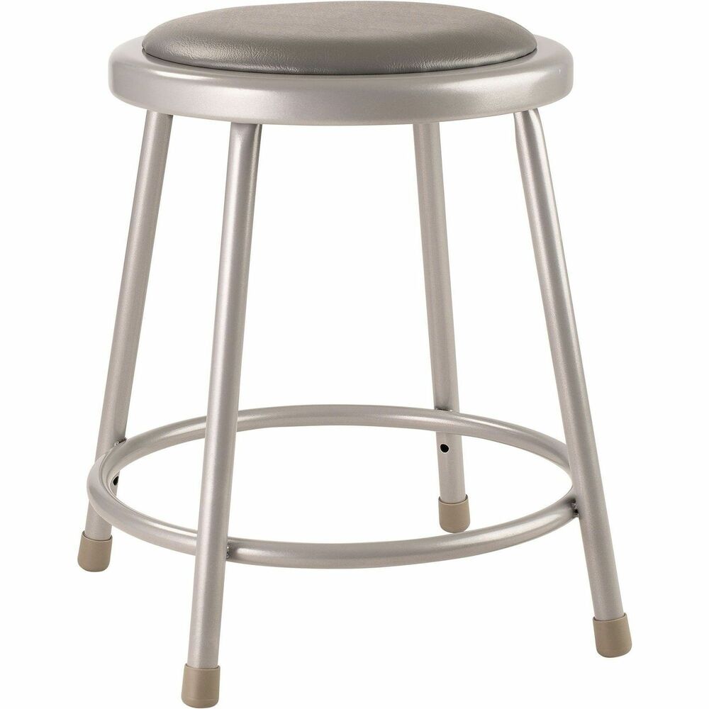 NPS6418 - The fortified construction and soft comfort of the 6400-10 Series Heavy-Duty Padded Stools are ideal for hands-on educational settings like art rooms, science labs, home economics or shop classrooms. This reliable stool features a strong frame of 18-gauge steel tubing securely welded to a 14"-diameter seat pan. Riveted through the steel pan is 0.5"-thick grey vinyl cushioning that provides years of dependable use. The footrest ring is securely bonded to each leg with four spotwell contact points. 