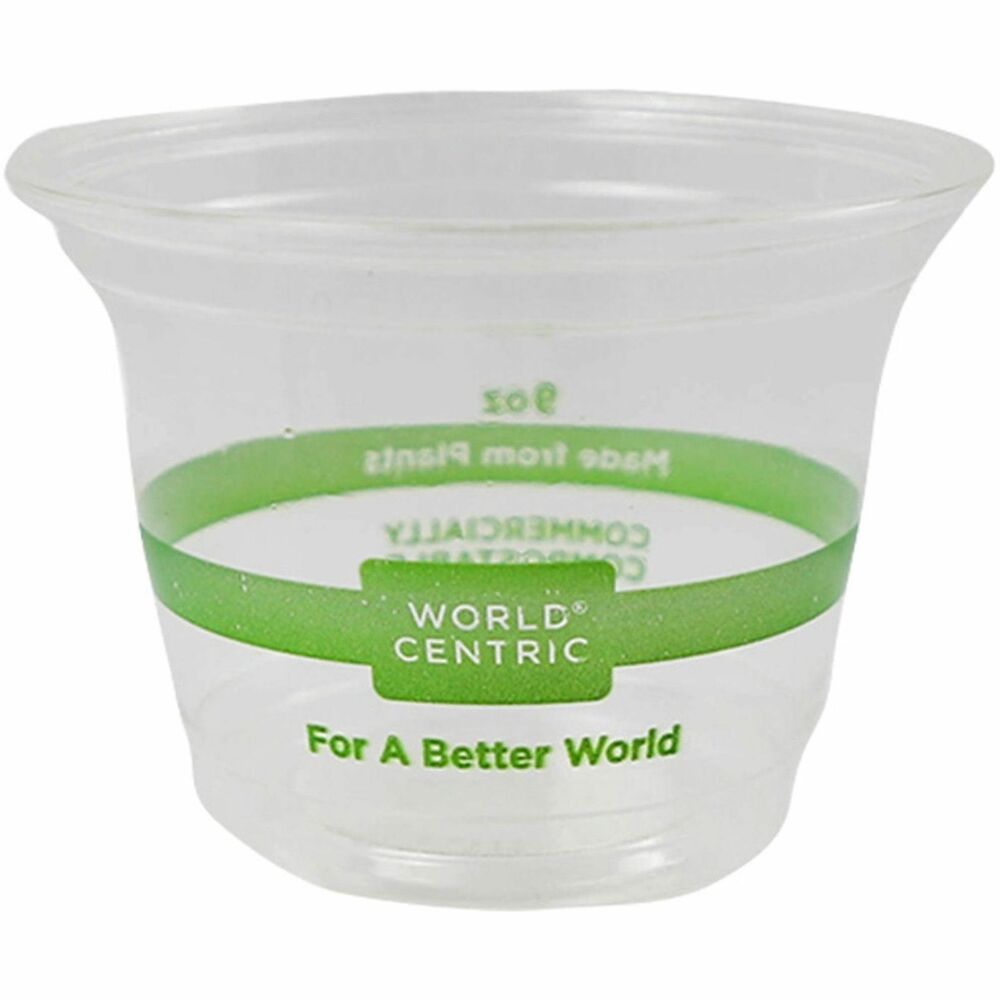 WORCPCS9Q - World Centric Compostable Squat Clear Cold Cups are made from PLA, a bio-based plastic made from plant sugars. Great for cafes, delis and restaurants serving cold drinks, these eco-friendly to-go cups are light-weight and freeze- safe. PLA products are suitable for cold to warm foods, and they should be stored in a cool place (below 110-degrees Fahrenheit and out of direct sunlight). They're USDA Certified Biobased, Compost Manufacturing Alliance (CMA) Approved, NSF Industrial Certified Compostable and TUV Austria OK Industrial Certified Compostable. As a certified B Corporation, World Centric is dedicated to upholding the highest standards of social and environmental responsibility, transparency and accountability. We proudly give 25-percent of our profits to grassroots organizations driving global change. Choose World Centric compostable foodservice products and make a difference today.