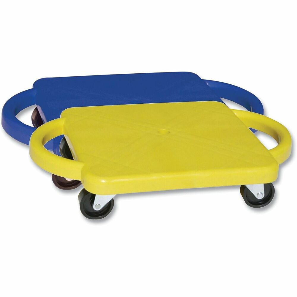 CSIPGH12 - Plastic scooters with handles promote balance, strength and creativity in a fun recreational activity. Scooters can be used in a seated, kneeling or prone position to play scooter hockey, create a scooter train and more. Easy-grip handles are comfortable to use and prevent you from sliding off. Nonmarring casters protect the finish of your play surface.