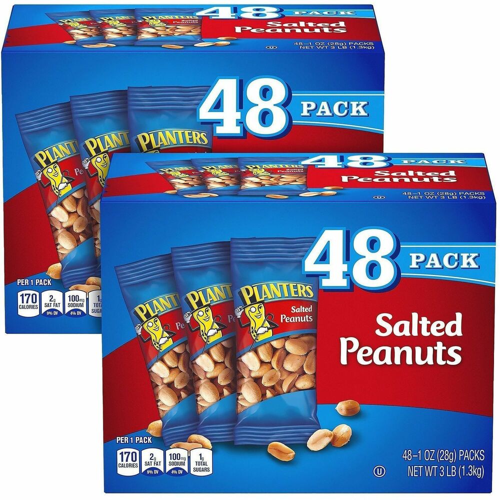 GRR60004074 - Don't settle for just any snack. Satisfy your mid-day hunger pains with a pouch of Planters Salted Peanuts. These nuts are crunchy, flavorful and a healthier alternative vs. a bag of chips or candy bar. 1 oz. serving packs are perfect for throwing in your bag, desk drawer or car. Planters Salted Peanuts are the perfect guilt-free snack you can enjoy on-the-go.