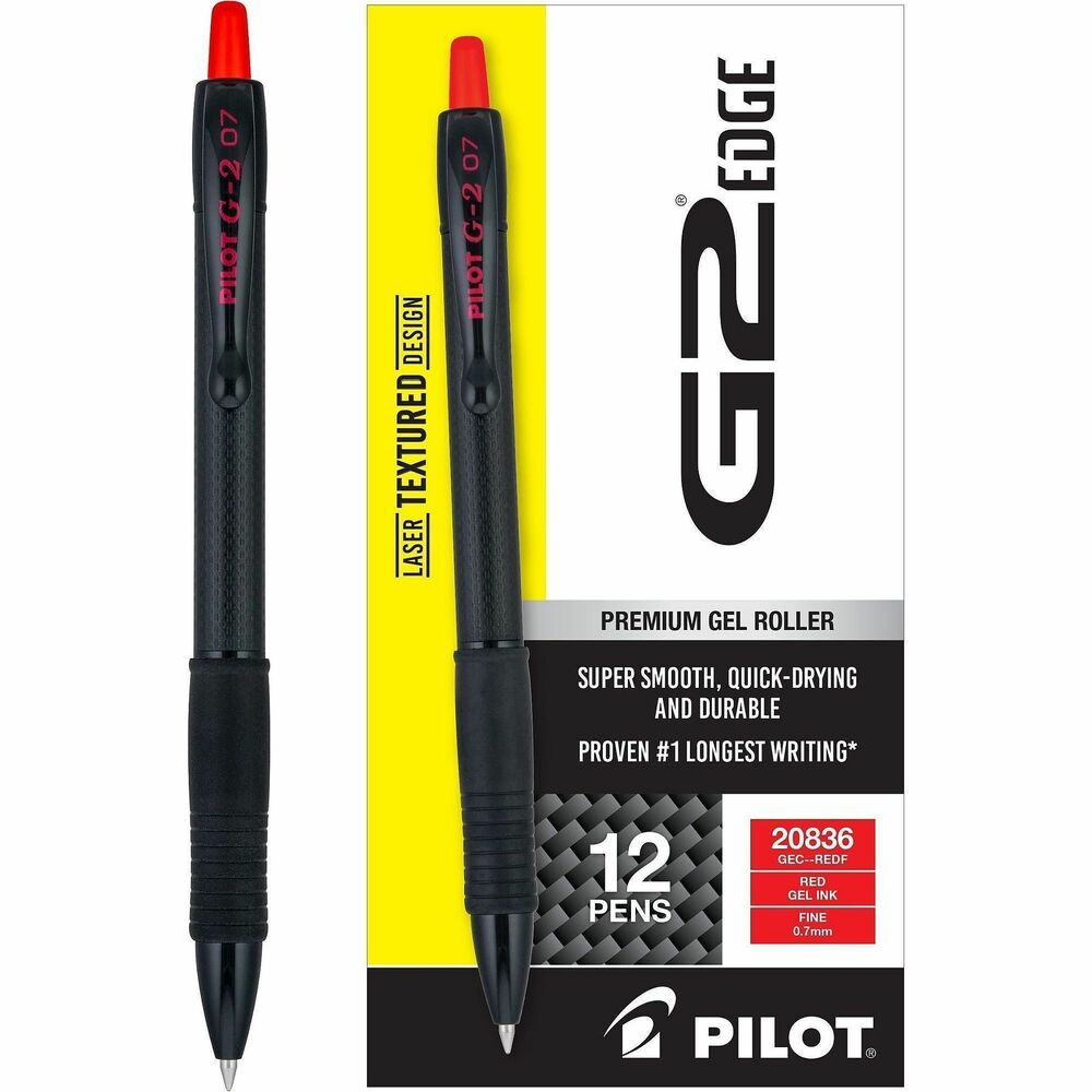 PIL20836 - From the makers of G2 comes a striking, premium gel pen that will truly give you the edge in all your writing. Smooth writing of this G2 Edge combines a stunningly innovative, laser-etched design and cushioned comfort grip with vibrant, quick-drying gel ink for a truly high-performance writing experience. Durable, fine (0.7mm), tungsten carbide tip produces archival-safe ink for smooth, long-lasting writing.Rebate: $15 Visa Gift Car w $50 Pilot Pen Purchase View Rebate Details