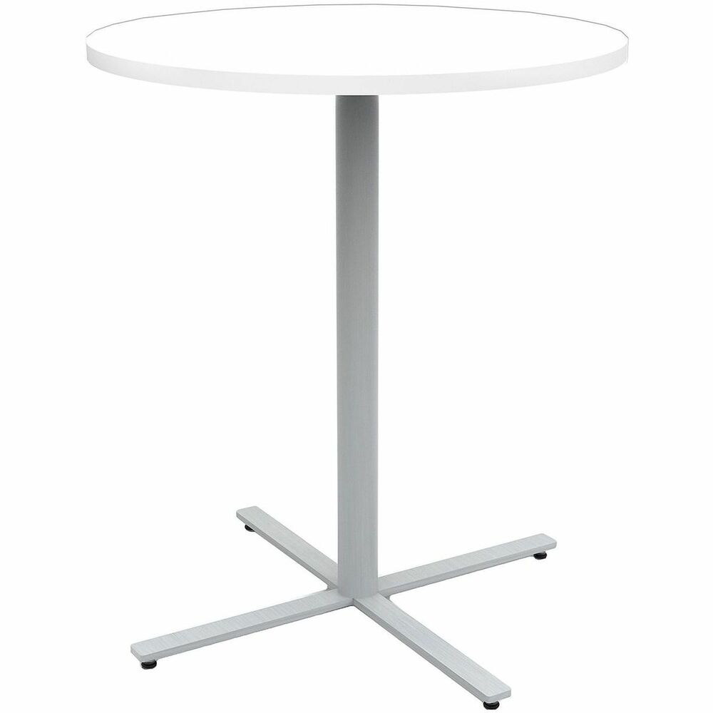SAFJN36RDX42DWT - Jurni Bistro Table with Round Top perfectly blends modern sophistication with functional design. Designed with neutral aesthetic, this table lets you create both welcoming and practical cohesively styled environments. Durable, laminate table top and matching 3mm edge create a clean and seamless look that enhances any setting. Lightly textured table legs and base come with long-lasting, powder-coating finish that resist wear-and-tear. Easily pair with SAFCO bistro-height seating and stools for coordinated, modern high-top arrangements.