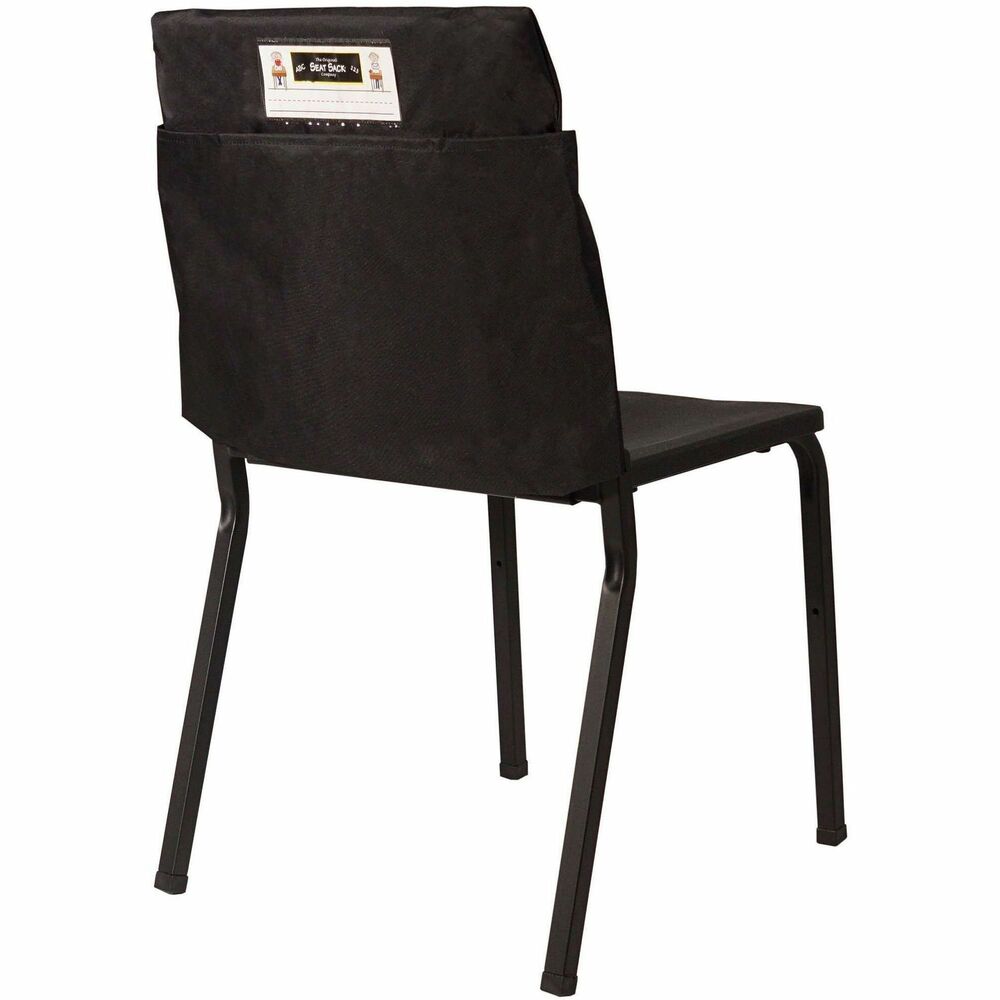 SSK30101 - Simply slide this one-pocket Seat Sack over a student's chair for quick, convenient, instant organization and storage of school materials. Elastic added across the entire back is designed for classrooms with a large range of chair backs and the hard-to-fit chairs that have measurements of 14" or less across the top of the back. Elastic helps to hold the seat pocket in place on the chair. Roomy storage pocket features a 2" gusset to expand for extra storage. Clear plastic sleeve holds a replaceable name tag. Machine-washable Seat Sack is made of a durable, premium, high-quality, poly/cotton laminated material that is sewn and backstitched. It is certified flame-resistant, CPSIA and Prop 65 and meets additional CA and EU standards. Use on chairs in the classroom, home office, library, music room, church, synagogue or anywhere extra storage space is needed. Set includes a name card for each Seat Sack.