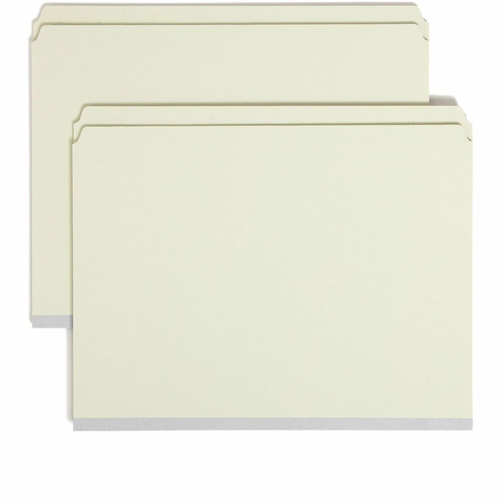 SMD13200 - Use these gray, heavy-duty pressboard folders for bulky, heavily used files. Tear-resistant gusset with double-thickness expands 1" to accommodate your bulkiest files. 25 point pressboard resists wear and tear. Letter-size folders offer a straight-cut tab that is 1/2" high and high percentage of recycled content.