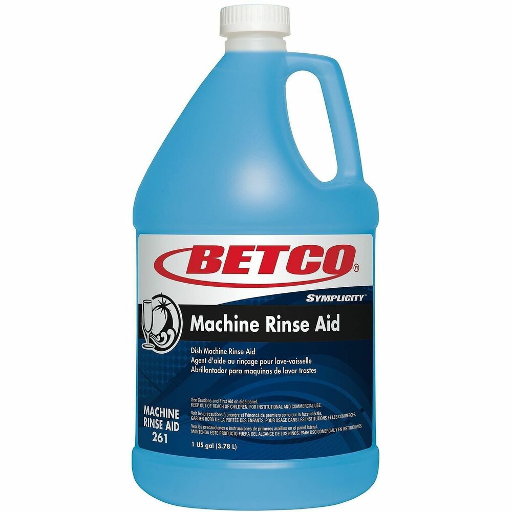 BET2617400 - Symplicity Machine Rinse Aid delivers rapid sheeting for spot-free drying in both low and high temperature dishwashers. Low-foaming surfactant formula provides superior drying performance and eliminates alkaline and hard-water deposits.