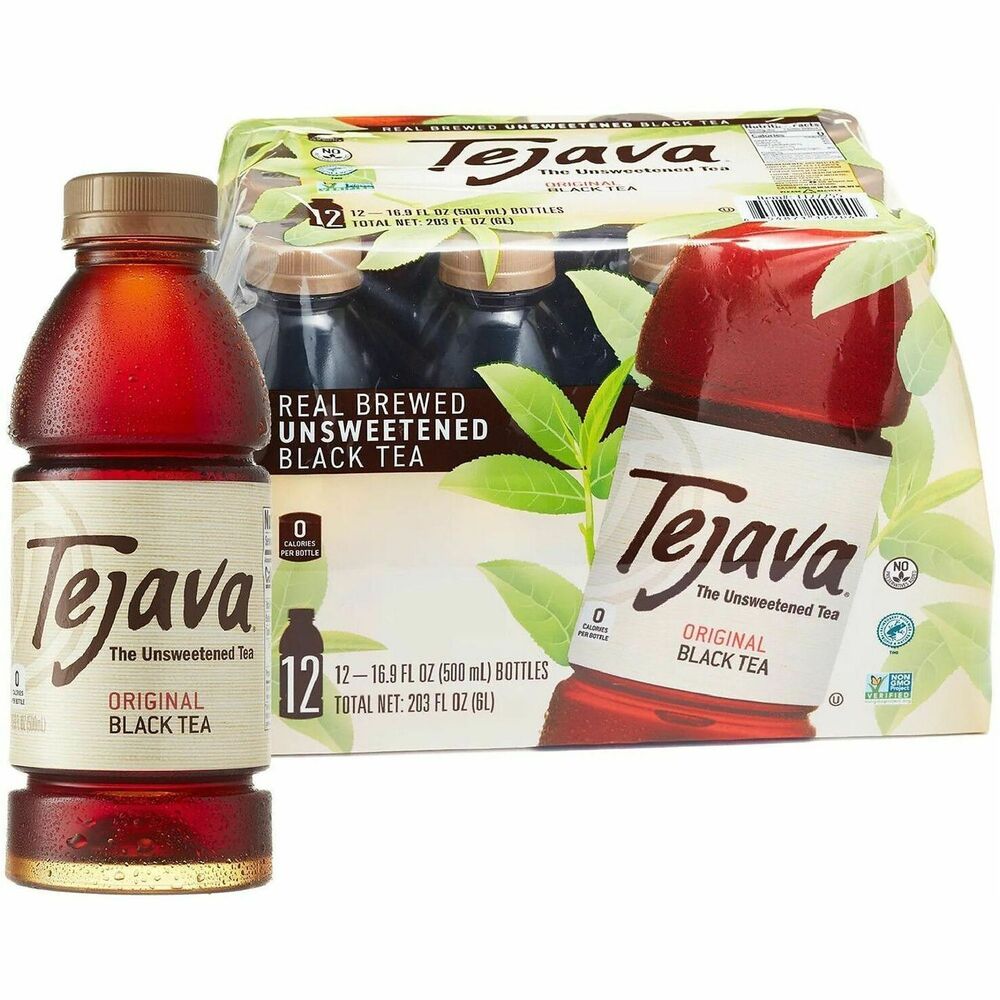 CWG40118 - Tejava Original Unsweetened Black Tea is made entirely from select tea leaves from the island of Java. Its full-bodied flavor is created using the special Java tea leaves and unique microbrewing methods. Ready-to-drink tea tastes great served hot or cold. Sugar-free recipe contains no hidden or genetically modified ingredients, just Java tea leaves and water. It is brewed with tea leaves sourced from Rainforest Alliance certified farms and is Non-GMO Project verified.   