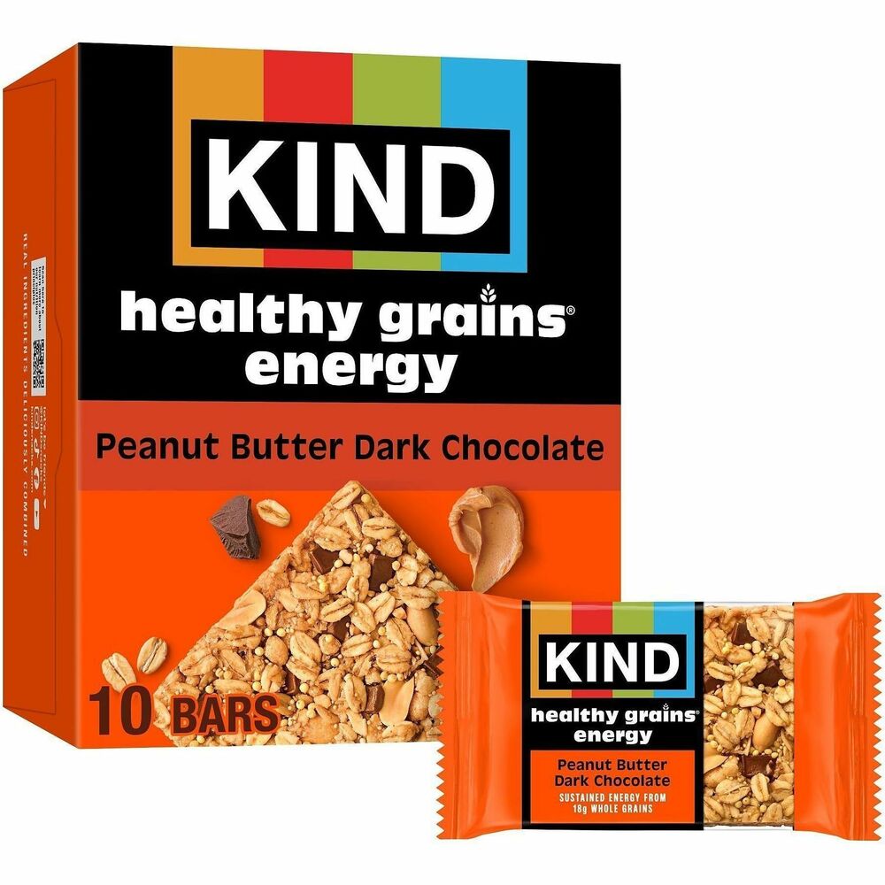 KND67075 - Discover all kinds of good with KIND Peanut Butter Dark Chocolate Healthy Grains Energy bars. Gluten-free snacks combine creamy peanut butter, chocolate chunks and five super whole grains for sustained energy: oats, millet, buckwheat, amaranth and quinoa. Enjoy chewy-yet-crunchy textures in each bite. Non-GMO Project Verified snack bars contain 21 grams of whole grains per serving with zero trans fat or sugar alcohol. Energy bars deliver tasty, healthy energy in convenient, single-serve packaging for easy on-the-go refueling.   