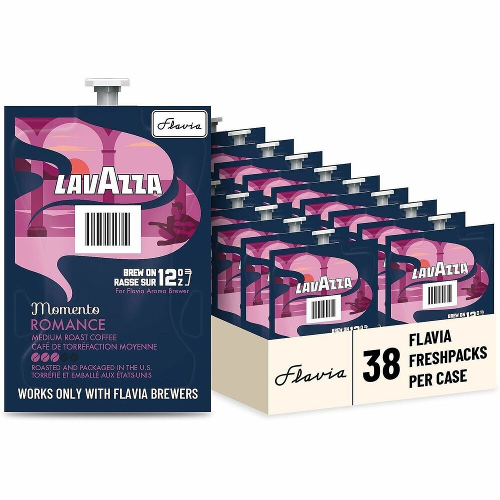 LAV48792 - Lavazza Momento Romance delivers the romance of Italy in every cup of coffee. Enjoy fragrant notes and inspiring balance of flavor in this medium roast. Use freshpacks exclusively in Flavia Aroma brewers. Brew on 12 oz settings for optimal taste and experience.