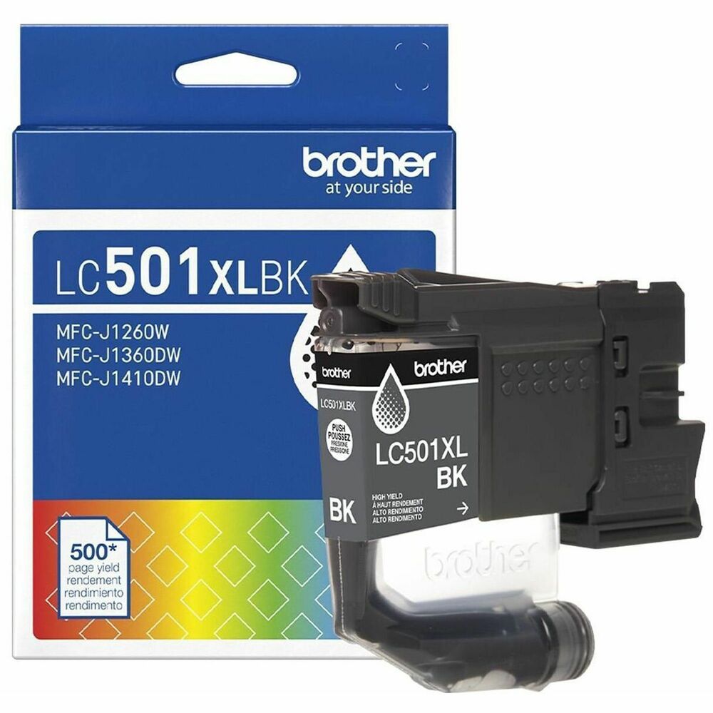 BRTLC501XLBKS - Improve your efficiency - get more ink and fewer interruptions with high yield cartridges. For everything you print, from airline tickets to homework, you can trust Brother Genuine Ink for consistent, premium performance with your Brother printer. The LC501XLBK High Yield Black Ink Cartridge produces bold, sharp prints with rich black for up to 500 pages. Print Confidently with Brother Genuine LC501 Ink in your Work Smart 1260, 1360, or 1410 - the only brand we recommend for your Brother printer.