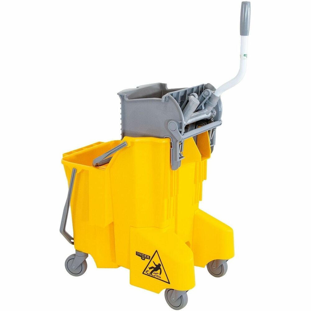 UNGCOMBY - The Unger SmartColor Dual Compartment Bucket Systems are designed to enhance floor cleaning efficiency with its dual-compartment system. Separating clean and dirty water prevents cross-contamination, while its ergonomic design increases productivity and ensures ease of use for floor cleaning professionals.Dual-Compartment System: Separates clean and dirty water to prevent cross-contamination, ensuring a more hygienic cleaning processErgonomic Design: Features rear-mounted dump spout (32 Qt version) and removable casters, making it easy to maneuver and empty while improving user comfortVersatile Compatibility: Mounts easily on standard cleaning carts and works with both string mops and flat mopsIncreased Productivity: Lightweight and easy to use, the dual-bucket system helps workers complete tasks more efficientlyCost-Efficient: Reduces water and chemical usage while enhancing cleaning performance, making it a sustainable option for long-term useTwo sizes available: 32Qt or 16Qt total capacity (yellow only available in 32 Qt) Available in three colors: gray and yellow for general use, or red for restroom useFill Guide sold separately