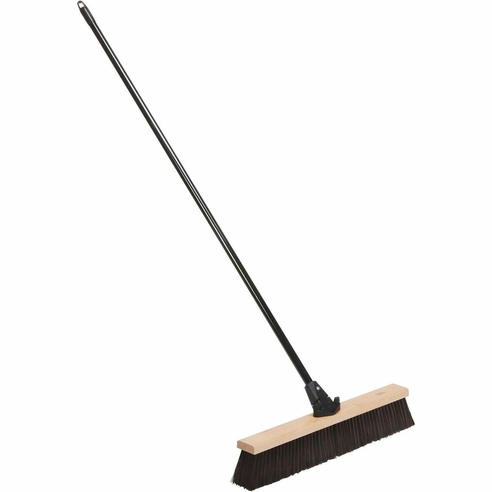NSN6301595 - Keep surfaces clean in industrial environments with this Flexsweep Industrial Push Broom. High-quality broom sweeps away almost anything, from heavy debris to fine dirt particles. Stiff, polypropylene bristles are solvent-resistant and incredibly durable to conquer most any mess. Unbreakable Connector allows quick-and-easy assembly with no tools needed. 24" solid-hardwood broom block measures 1-1/8" thick and is designed for extra-rough sweeping.   
