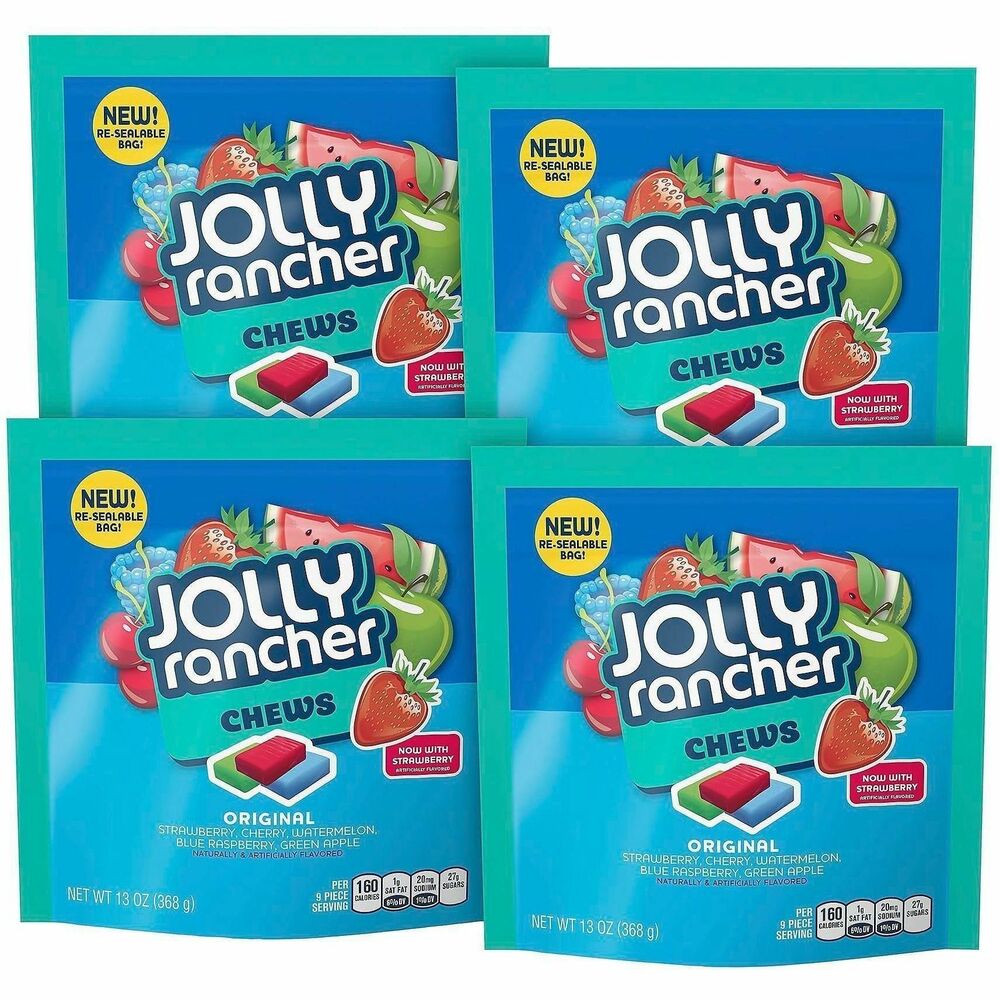 GRR24600300 - If you love the taste of Jolly Rancher Original Hard Candy, you'll love Jolly Rancher Chews in strawberry, cherry, watermelon, blue raspberry and green apple. These soft and chewy candies pack the same bold, fruity flavors you crave. Keep them in your bag, car, or desk drawer for a sweet snack anytime, anywhere.