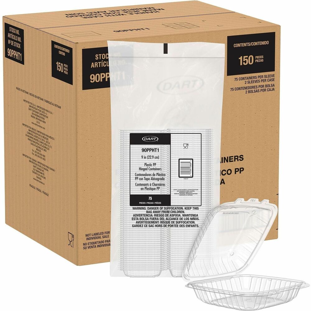 DCC90PPHT1CT - Maintain integrity of leftovers with 9" vented, hinged containers. Easily serve various dishes, from burgers and fries to crispy salads, in containers you can stack to simplify inventory. Crush-resistant polypropylene material accommodates hot, cold or frozen foods. Safely store leftovers in your fridge or reheat in the microwave. Improve takeout and delivery operations with easy one-step closure and audible snap.