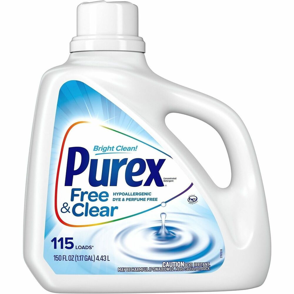 DIA05020CT - Enjoy the same incredible clean you expect from Purex, but now without perfumes or dyes. Unique blends of hypoallergenic ingredients deliver clean, fresh clothes without harmful irritation for sensitive skin. Dermatologist-tested laundry detergent supplies up to 115 loads when measured as indicated. Free and Clear is tough on dirt and stains, but gentle on your skin.