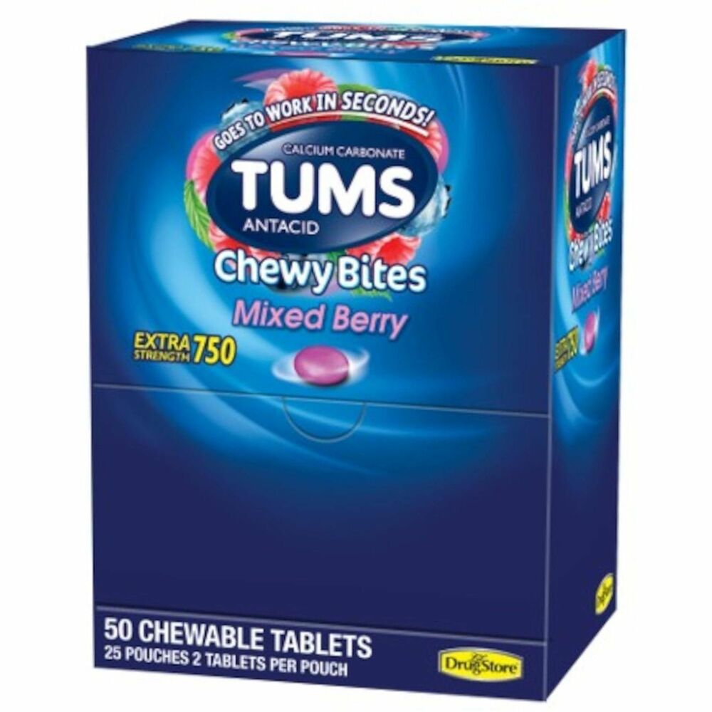 LIL81518 - TUMS Chewy Bites chewable antacids go directly to the source of your heartburn and works in seconds to neutralize acid on contact. Delicious antacid chews feature a tasty outer shell and soft center. Experience relief for many signs of heartburn, including burning in the chest, acid indigestion, sour stomach and upset stomach associated with these symptoms. Say goodbye to heartburn and hello to fast relief.