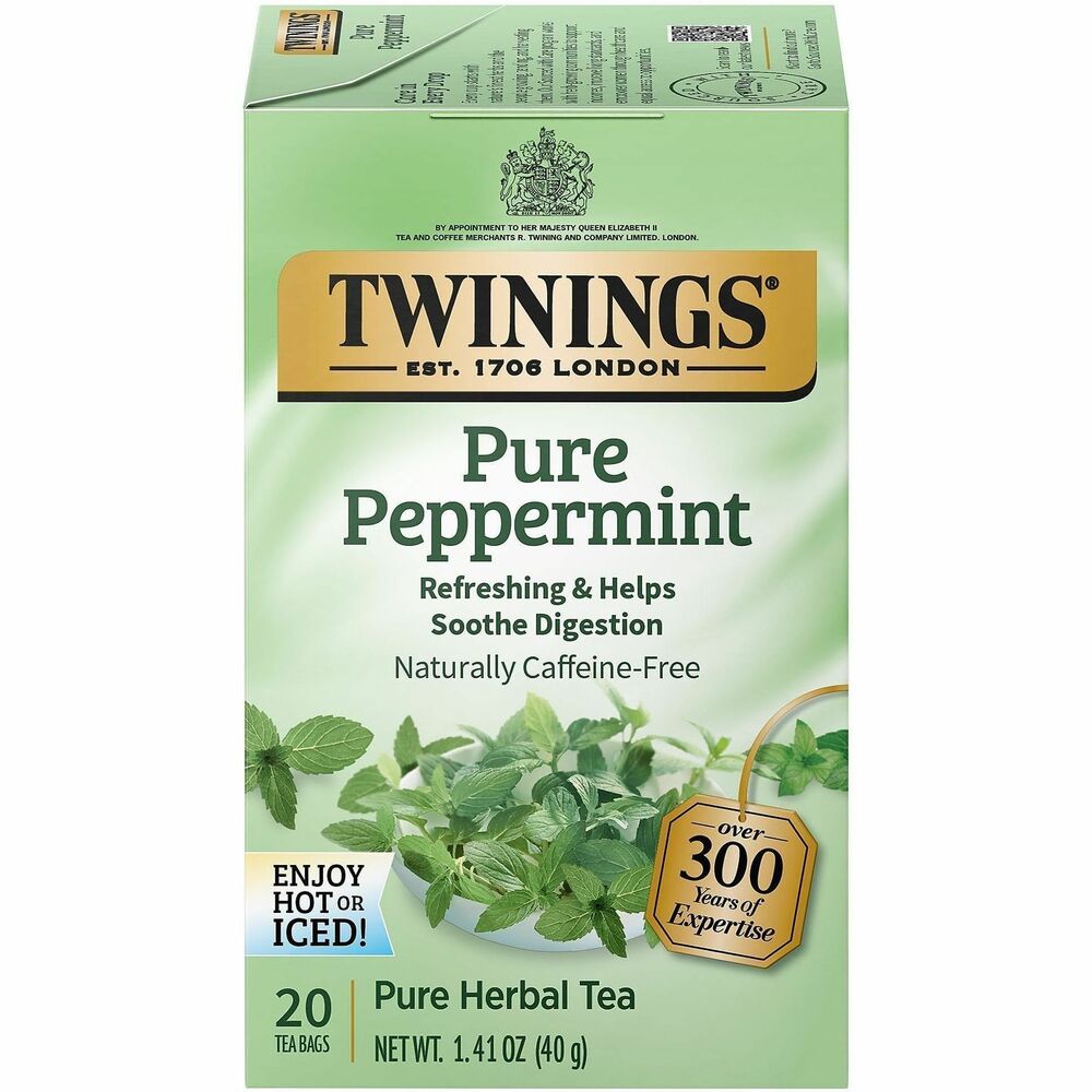 TWGF06337 - Experience this refreshing herbal tea expertly blended using only pure peppermint. Invigorating, pure-peppermint tea delivers uplifting aromas and smooth taste. Naturally caffeine-free tea also helps soothe digestion. Enjoy hot or iced.
