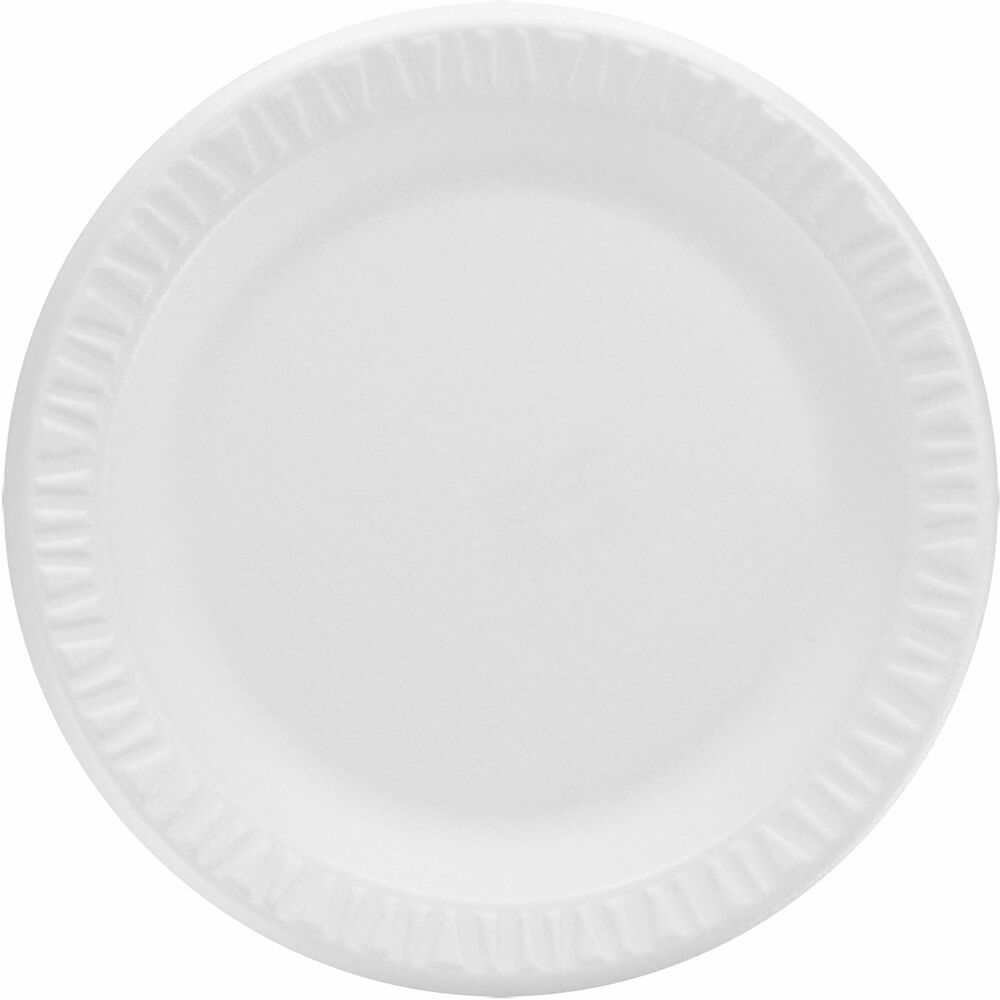 DCC9PWCR - Add a look of elegance to your foodservice operation with Dart foam plastic dinnerware. The 9" round, nonlaminated plates are lighter than china dishes yet strong enough to hold a full portion without bending. Superior insulating qualities make Dart foam dinnerware perfect for both hot and cold foods. Deep shoulders on the plate help keep food and sauces on the plate. Skid-resistant surface on the base helps prevent sliding on tray or tables. White color provides contrast for food, improving overall presentation. Matte finish provides an upscale, high-quality look. Reduced cube package saves on storage space. Plates use Dart Dome Lids CL9P (not included).