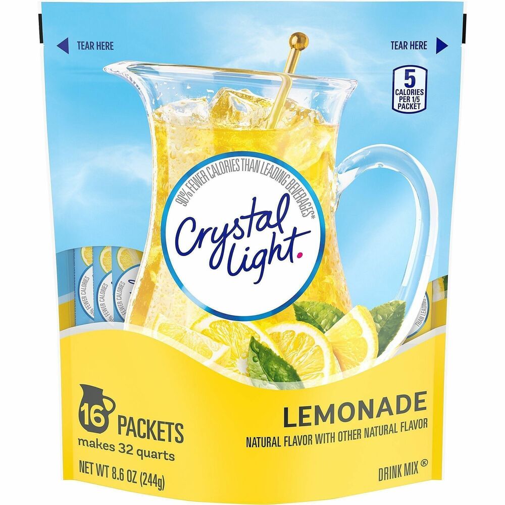 GRR22000552 - Add some excitement and flavor to that boring glass of water with Crystal Light Drink Mix Pitcher Packs. These pitcher packets contain only 5 calories per 1/8th packet, and they make 32 quarts in total. Just pour in a pitcher and stir to start enjoying delicious, healthy drinks. Crystal Light is caffeine-free, low sodium and gluten-free. Have a sweet, healthy, better-tasting drink in no time at all.