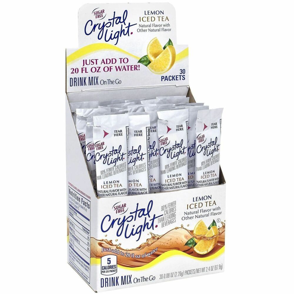 GRR30700159 - Crystal Light Sugar-Free Iced Tea Drink Mix is the perfect pick-me-up for long days when you need a little energy boost. Each serving contains 30 mg of caffeine. Simply mix into water in bottles or pitchers and enjoy. Convenient packages are great while you're on-the-go.