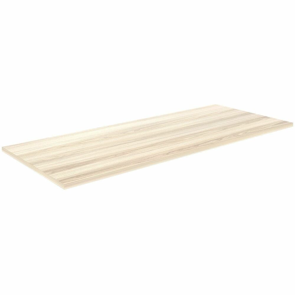 LLR66350 - Multipurpose tabletop configures to meet your needs. Laminate exterior matches other units and bases for a cohesive, professional look. Combine this rectangular top with a base to create the working surface you need whether a height-adjustable desk or a standard-height training table. 1" thick tabletop made of particleboard features a 3mm thick PVC edgebanding that matches the laminate finish on the top surface.