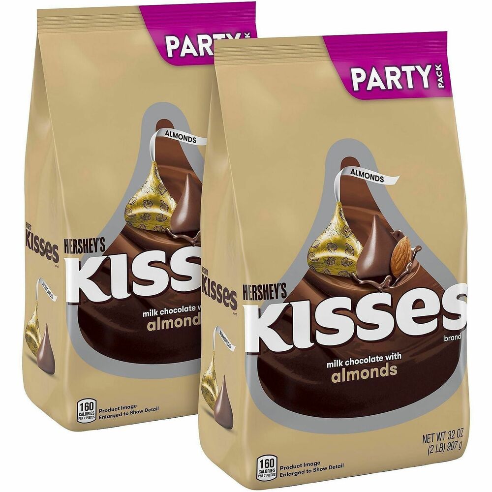 GRR60004091 - Indulge in nutty, chocolatey goodness with Hershey's Kisses Milk Chocolate with Almonds. Enjoy rich, creamy milk chocolate with satisfying crunchy almond bits. Individually wrapped chocolates are perfect for goodie bags, candy jars, snack trays and more.   