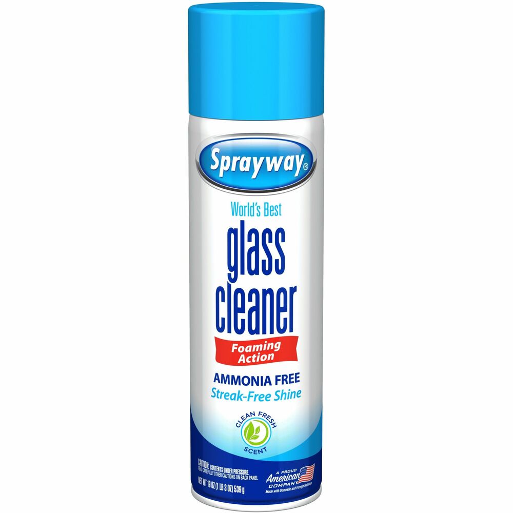 CGCSW050 - Sprayway Glass Cleaner effectively cleans and polishes glass, mirrors, windshields and windows. Easy-to-use, fast-acting cleaner features a clinging foam that breaks up soils and holds them - even on vertical surfaces. There's no running, dripping or streaking. Special formula uses denatured alcohol and contains no ammonia. Glass cleaner cleans thoroughly, dries quickly, requires no rinsing and leaves behind a pleasant, fresh scent.