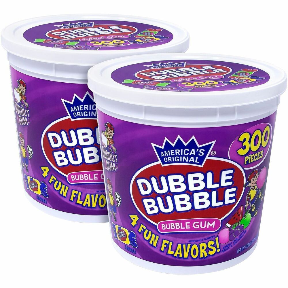 GRR60004082 - Enjoy delicious, nostalgic Dubble-Bubble Bubble Gum. Classic, chunk-shaped bubble gum comes in assorted flavors, including classic bubble gum, grape, sour apple and watermelon. Individually wrapped pieces are great to hand out at parties, parades, in goodie bags, pinatas and more.   