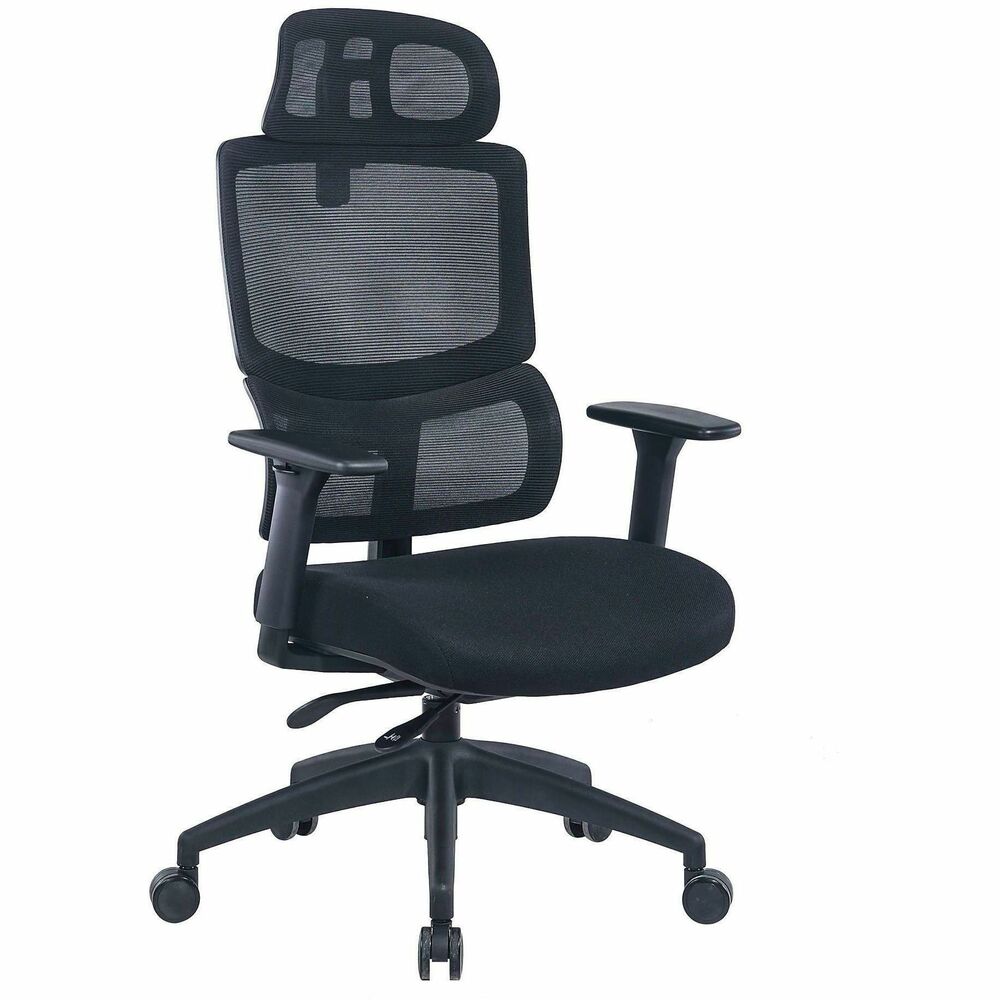 LLR63202 - The Ripley High Mesh-Back Chair delivers personalized ergonomic comfort. Mesh upholstery on the chair's back increases air flow for cool, breathable comfort. Mold-foam seat comes upholstered in comfortable fabric. Supportive seat, armrests and headrest are adjustable in height to accommodate people of varying heights. Weight Balance Control feature utilizes two-position locking. Nylon base moves on dual casters and allows 360-degree swivel so that you can move where and when you need. This Ripley chair has a total weight capacity of 275 lb.