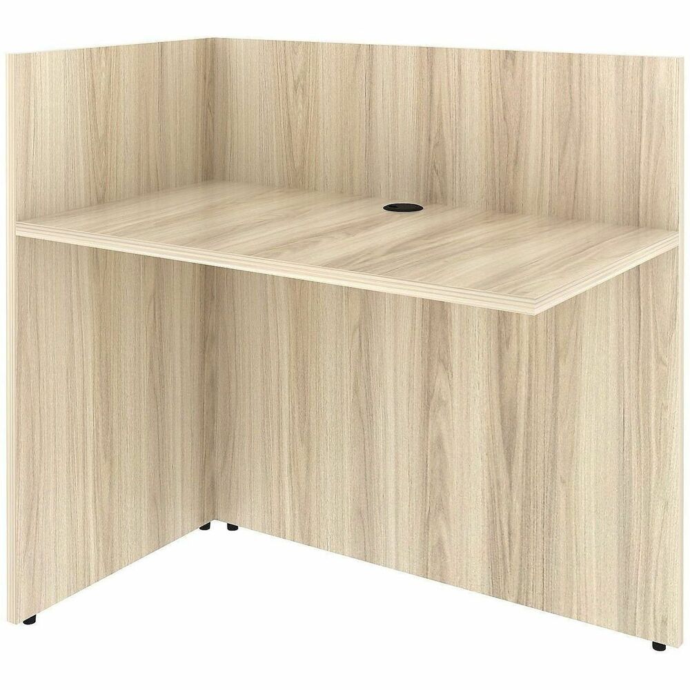 LLR66326 - Reception return is designed to be paired with the Lorell Essentials Front Reception Desk (sold separately). Both promote work efficiency while projecting a professional image for greeting visitors. As part of the Lorell Essentials Series Wood Laminate Furniture, return offers high-quality laminate construction and a contemporary design. High sides surround the desktop on two sides and extend to the floor to provide privacy for confidential documents and details. Return features a 1" thick laminated top for durability.