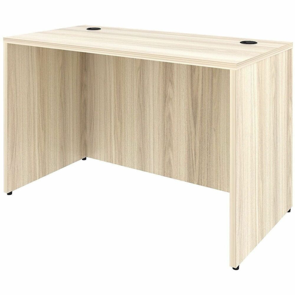 LLR66306 - Rectangular desk shell is part of Lorell Essentials Series Laminate Furniture with high-quality laminate construction and metal-to-metal, cam-lock connections. Modern Elm laminate top is 1" thick for durability. Use the two grommet holes in the top for easy cord routing. Design also includes a full modesty panel for privacy, 3mm PVC edges and adjustable feet.