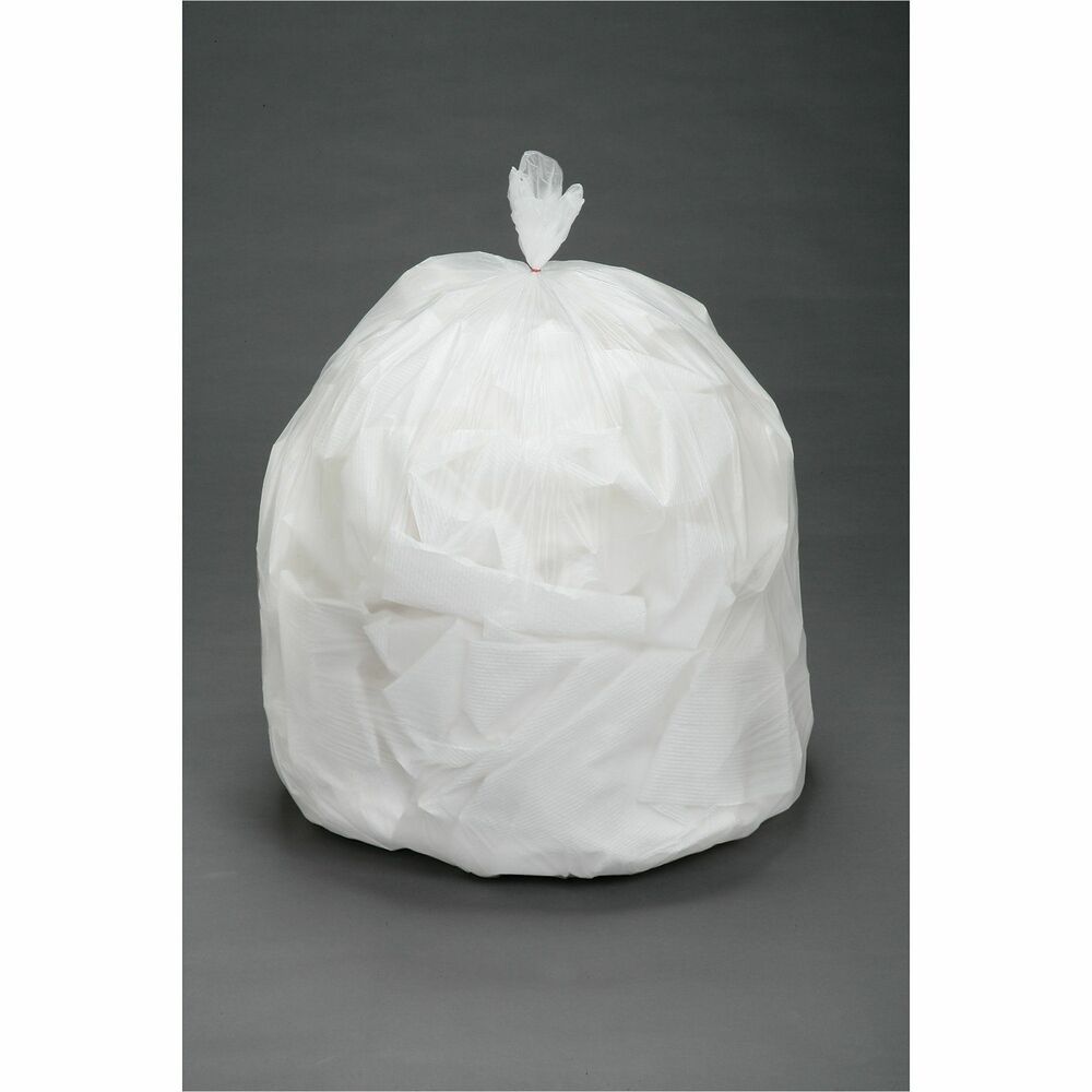 NSN5171347 - Trash bags are designed for use in soft refuse applications. Ideal for office, kitchen and bathroom applications. The high molecular weight of the high-density polyethylene resin produces an economical liner that is approximately 1/3 the weight of traditional can liners. The use of fewer raw materials returns less plastic to our environment. Trash bags also offer great load-bearing capabilities. 