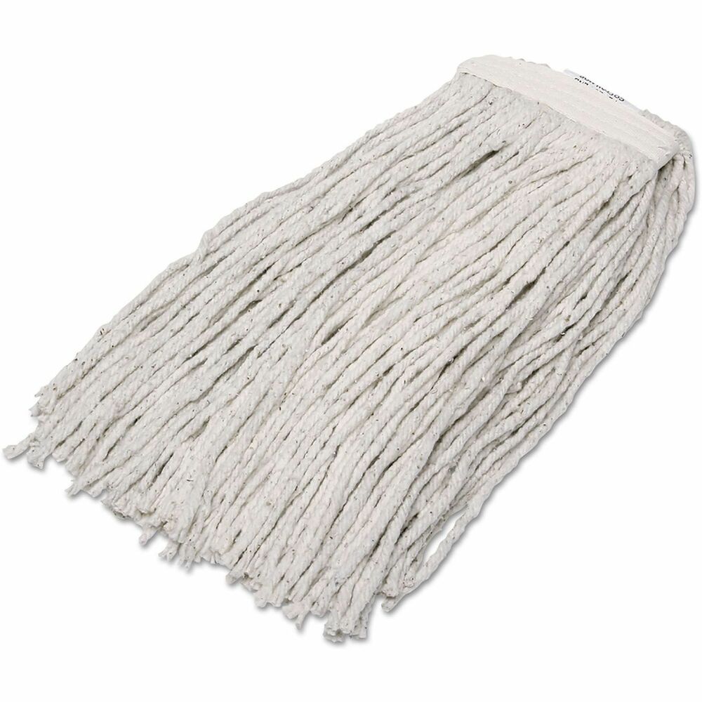 NSN5133316 - High grade, industrial cut-end mophead is made of 100 percent recycled yarn and narrow 1-1/4" wide cotton twill headband with untaped ends. Yarn length is approximate. Mophead is four-ply.