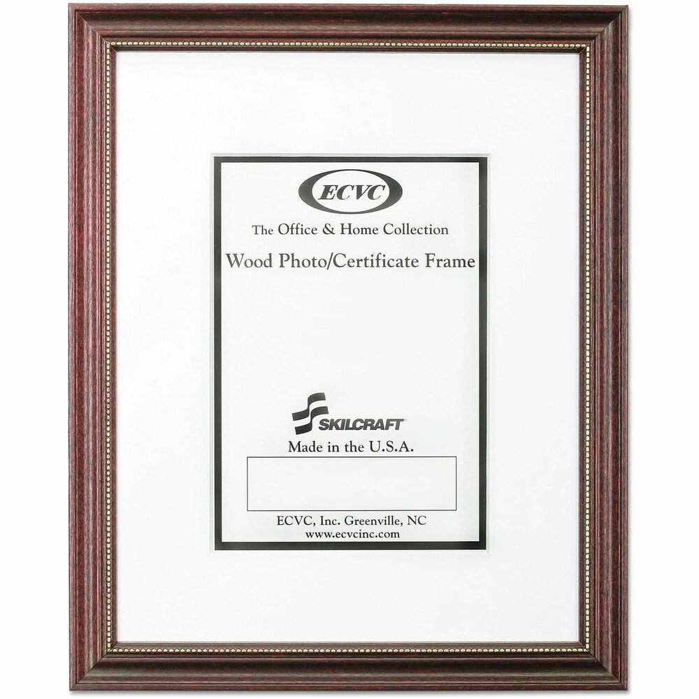 NSN4246478 - Hardwood-Finish Frames Style F feature gold-beaded molding measuring 3/4" wide. Frames include white, beveled-cut mat, clear glass and wall mounts. Easily mount frames on walls vertically or horizontally, or display on your desktop with the option pop-out easel back.