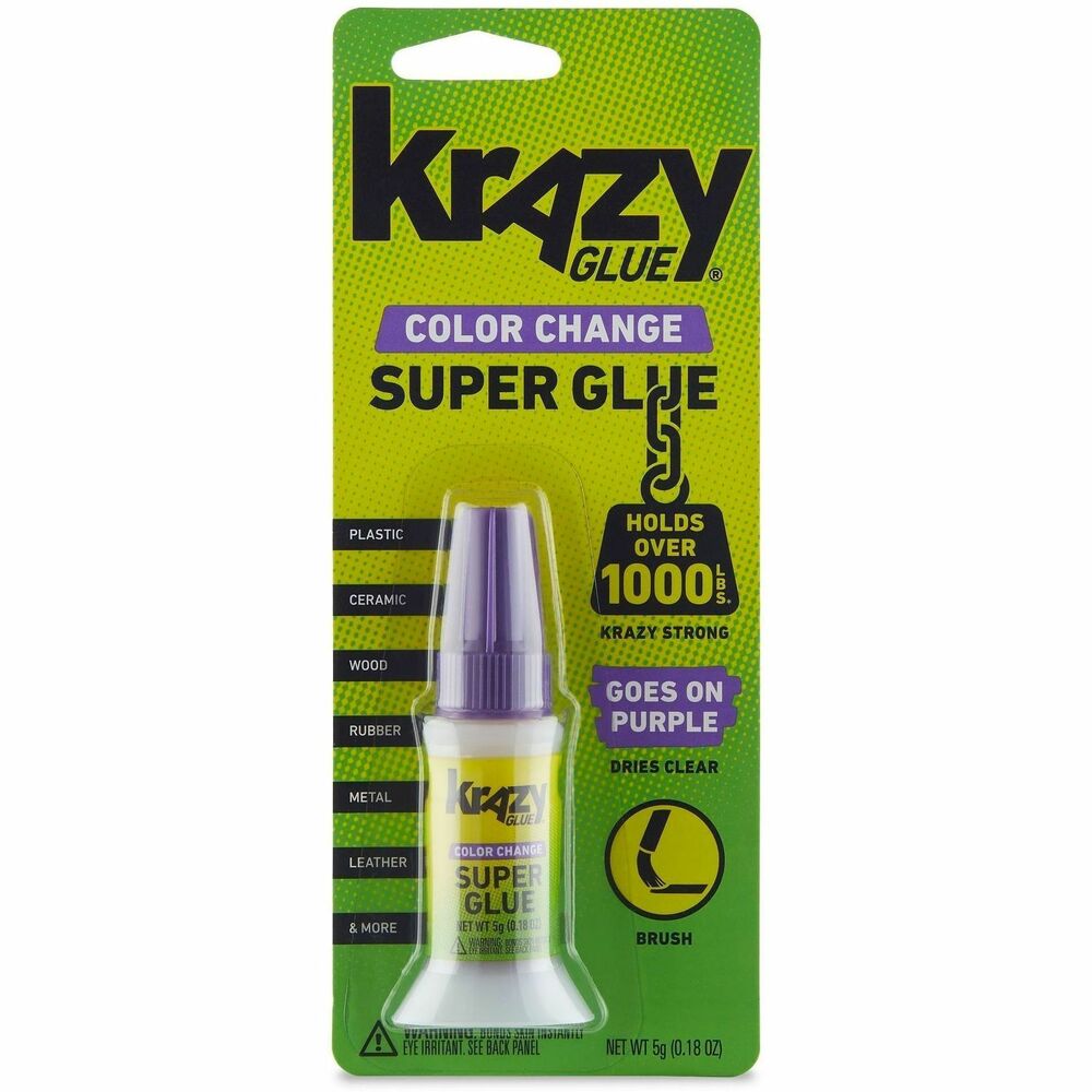 GWBKG98848R - Krazy Glue Color Change formula is the perfect super glue for everyday repairs and projects! Trust it to bond household items like plastic, ceramic, wood, rubber, metal, porcelain, and more. It comes with a Brush applicator that allows for maximum coverage and color changing formula that goes on purple and dries clear. Krazy Glue: America's Super Glue since 1973. Consumers trust the name they know.