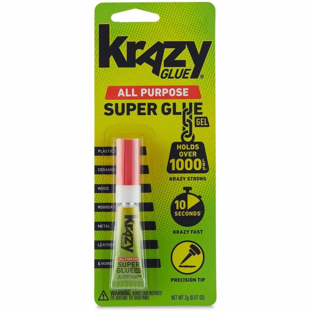 GWBKG86648R - Krazy Glue All Purpose formula is the perfect super glue for everyday repairs and projects! The ultra-thick, no-run gel is specially designed to fill gaps in porous surfaces, glue vertical or mismatched surfaces, and create a strong, long-lasting bond. Trust it to bond household items like plastic, ceramic, wood, rubber, metal, leather, and more. It comes with a Precision Tip applicator for maximum control as you apply glue. Krazy Glue: America's Super Glue since 1973. Consumers trust the name they know.