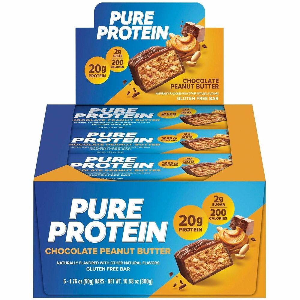 NRN13805 - Loaded with 20g of protein, Chocolate Peanut Butter Protein Bars deliver the perfect combination of high protein and great taste. Delicious, energy-filled snacks contain only 200 calories and 2g of sugar per serving, making them a great, healthier snacking alternative. Gluten-free bars are also naturally flavored.   