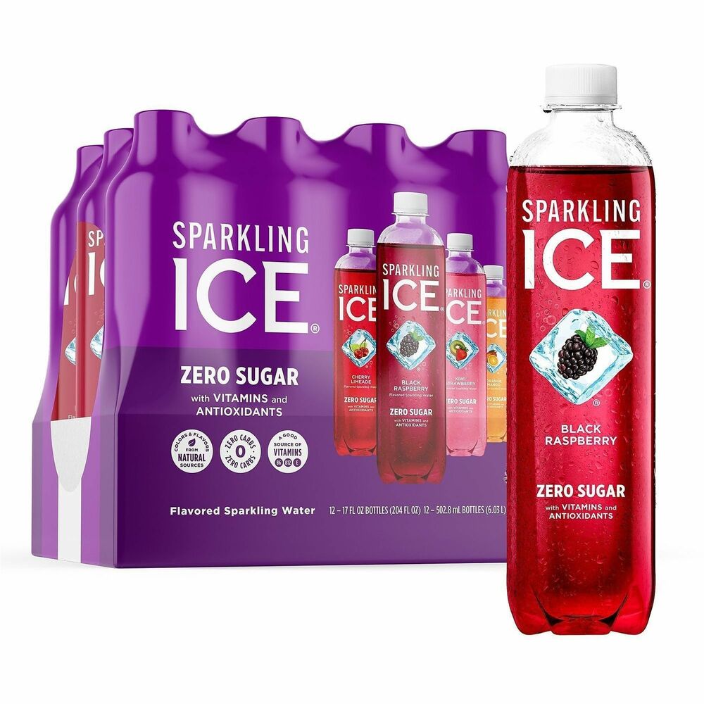 TLK95092 - Add some flavor to your day with Sparkling Ice Purple Variety Flavored Sparkling Water. Containing zero calories or sugar, this refreshing sparkling water is a naturally delicious way to quench your thirst. Each variety pack contains a combination of four real fruit-infused flavors, including: Black Raspberry, Cherry Limeade, Kiwi Strawberry and Orange Mango.