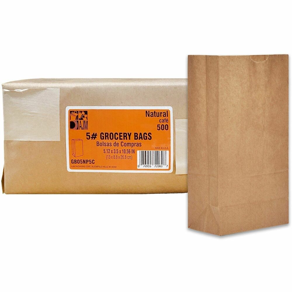 AJMGB05NP5CES - No. 5 Squat Paper Grocery Bags are easy-to-load, self-standing bags. They're a great alternative to plastic bags. Paper bags are suitable to carry groceries, supplies and various other items. 