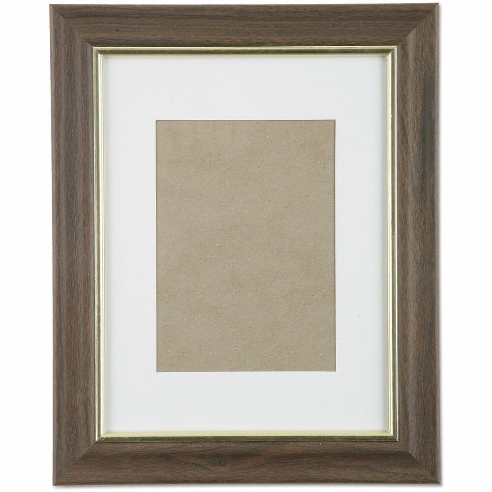 NSN0528698 - Preserve and Protect Your Certificates/Pictures/Art with a Value Priced High Quality Frame. Regal and traditional ready-made 1 3/8" walnut vinyl wrapped molding with a raised gold lip. Includes glass, beveled white mat board, back, and staples. Quick & easy insertion of document, mounts on wall with preinstalled hangers either vertically or horizontally. The molding is made in North Carolina of solid hardwood grown in the southeast United States.