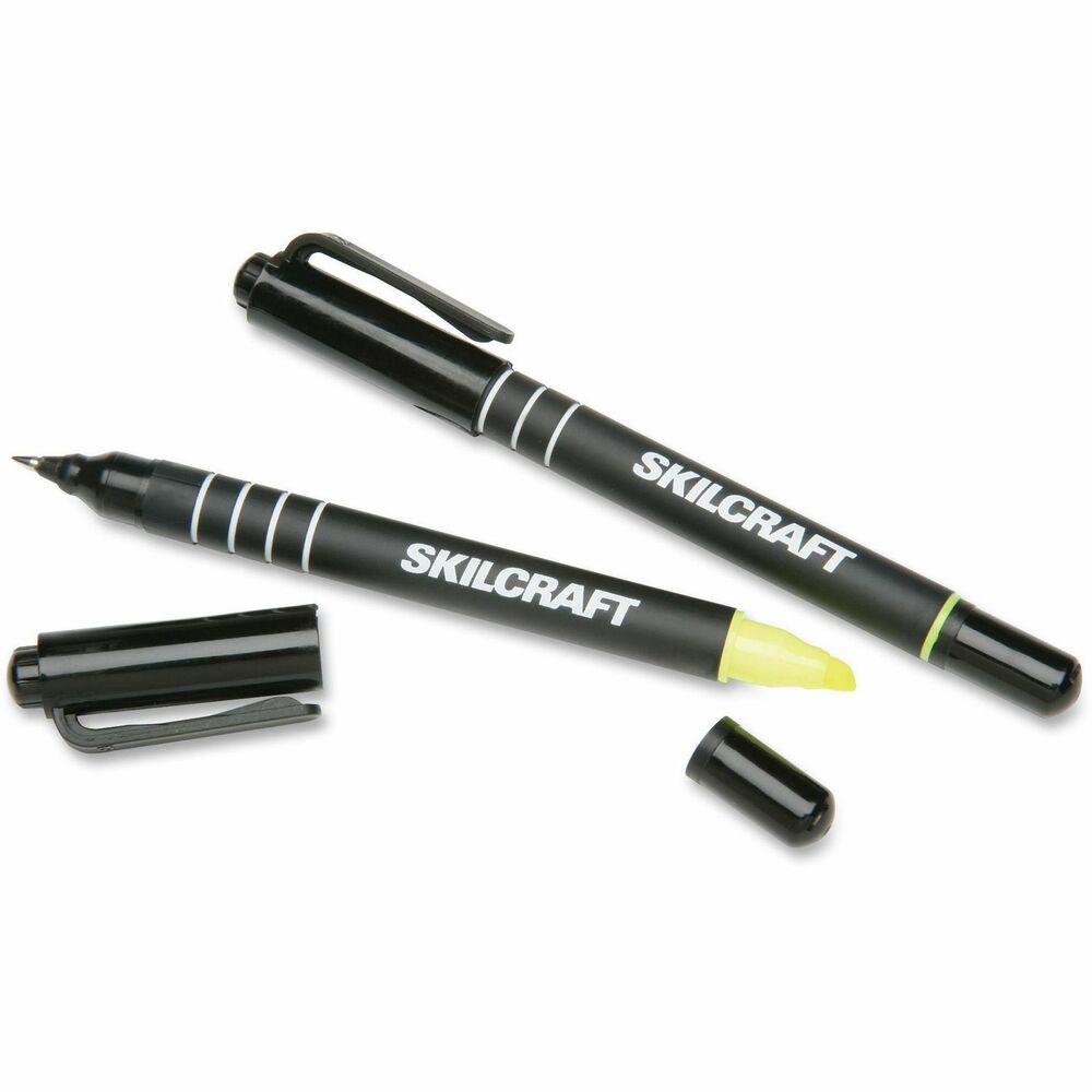 NSN4840020 - The Rite-N-Lite is a pocket highlighter combined with a black ballpoint pen. Pen features black ink. Highlighter has chisel point with fluorescent yellow ink and pocket clip.