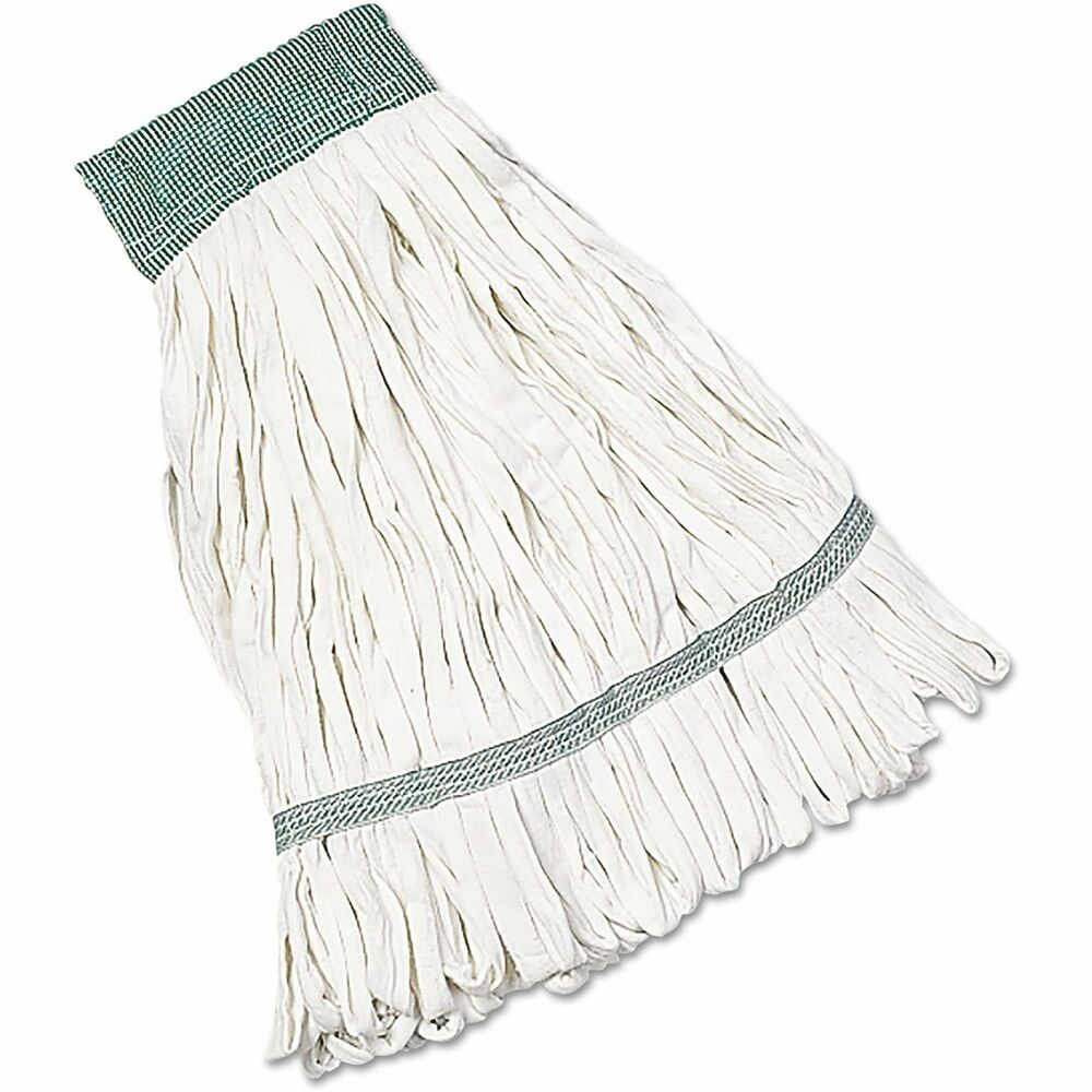 NSN5133303 - Constructed of looped-end, knitted cotton/polyester fleece. Features green vinyl headband with preshrunk tail band. Designed for rough or textured surfaces such as tile or concrete floors. Washable.