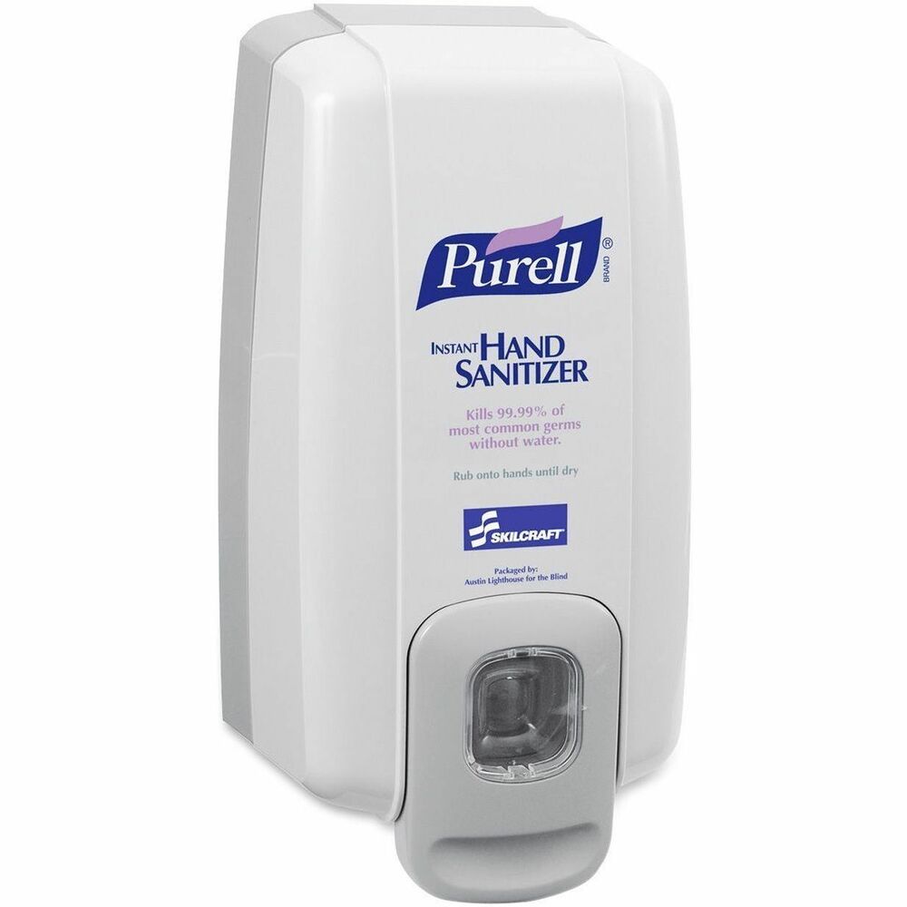 NSN5219870 - Acrylic wall dispenser features a unique dispensing valve with portion control. Hand sanitizer dispenser is easy to install, load and clean and only accepts 1000 ml. refill pouches.