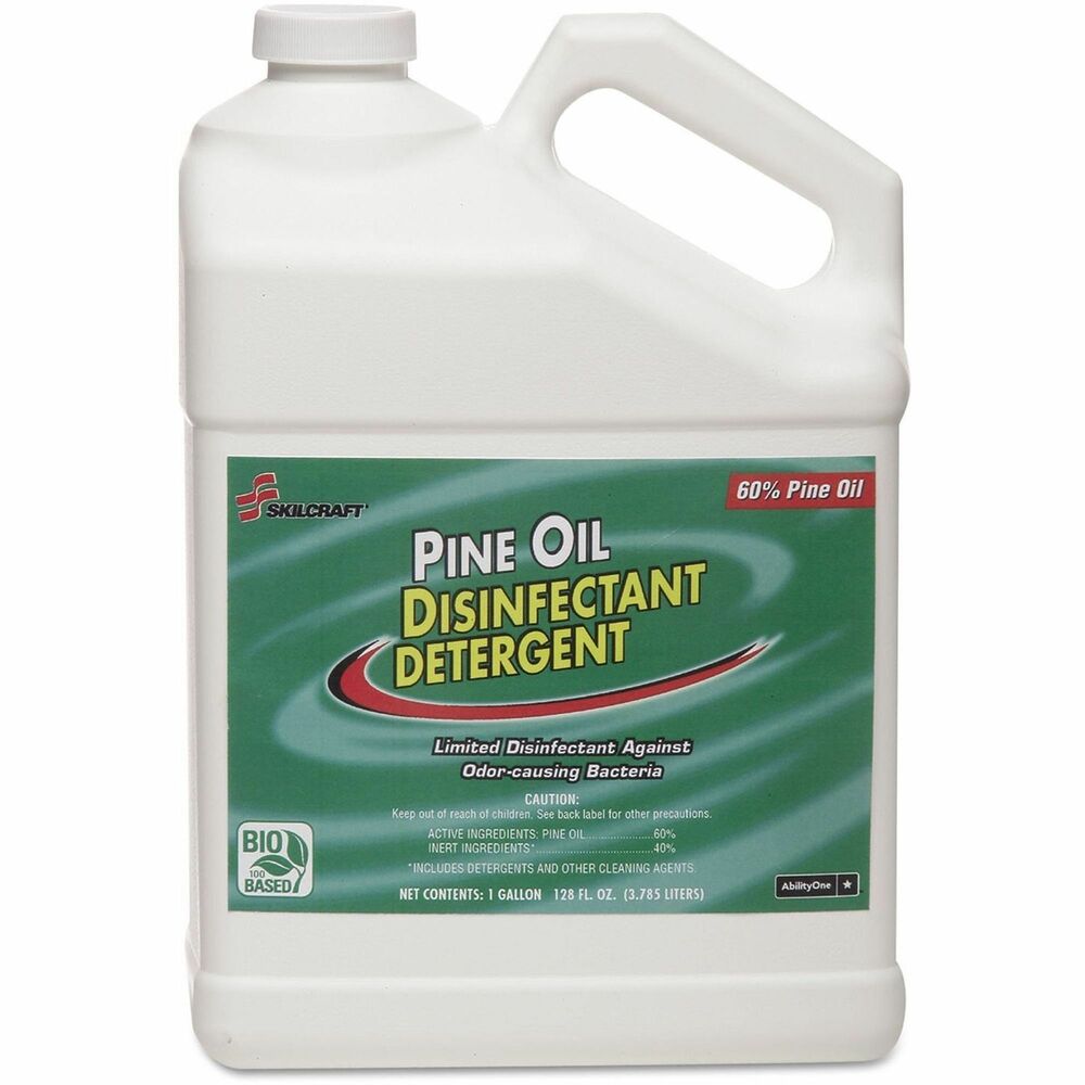 NSN5843129 - All-purpose pine oil cleaner can be used to clean, disinfect, and deodorize urinals, bathrooms, shower stalls, floors, walls, animal quarters and other similar areas. General-use disinfectant is effective against odor-causing bacteria and germs including salmonella and staphylococcus. 100% bio-based formula is EPA registered and contains 60% or more pine oil.